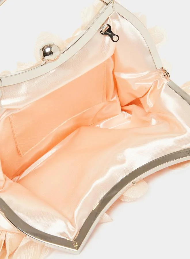 Styli Beige Floral Clutch Bag